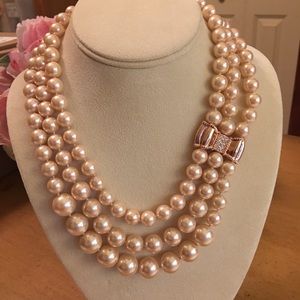 Kate Spade Pearl Rose Gold Bow Necklace